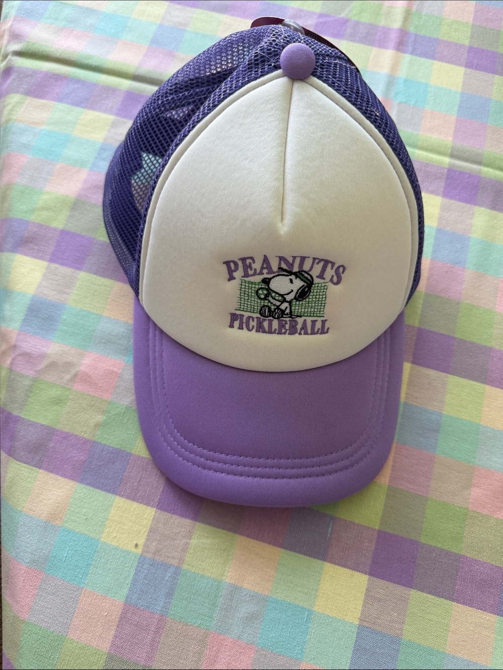 Peanuts Lavender and White Pickleball Trucker Hat